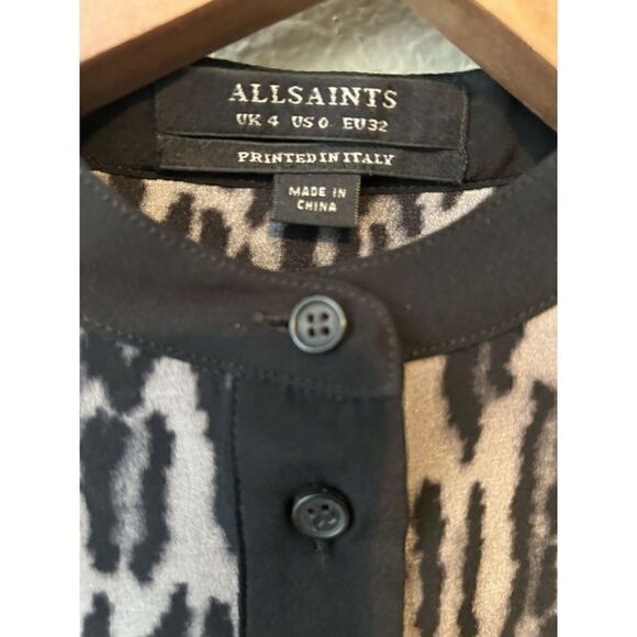 AllSaints Women's Sanko Sinai 100% Silk Dress Sz 0 - Picture 4 of 5